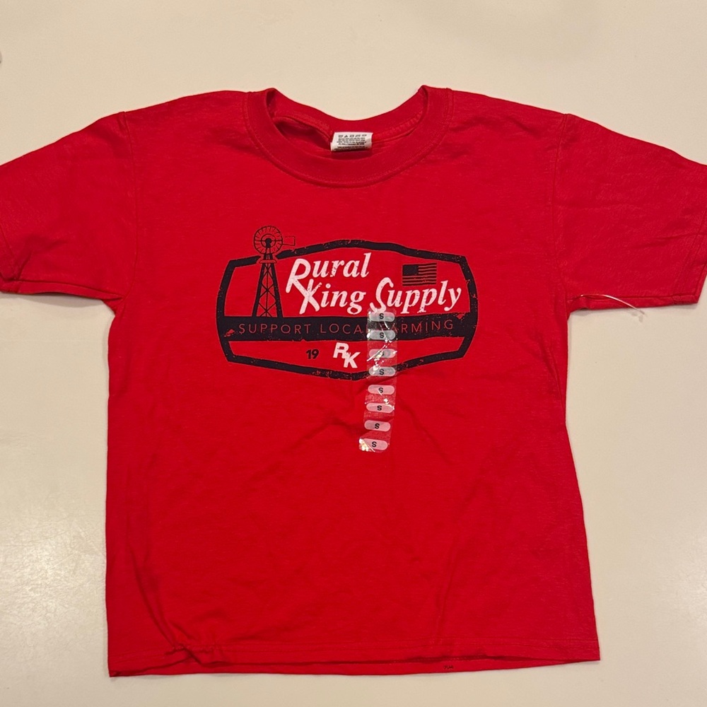 Kids Rural King Supply Red w/ Blue and White TShirt Support Local Farming
NWT SM